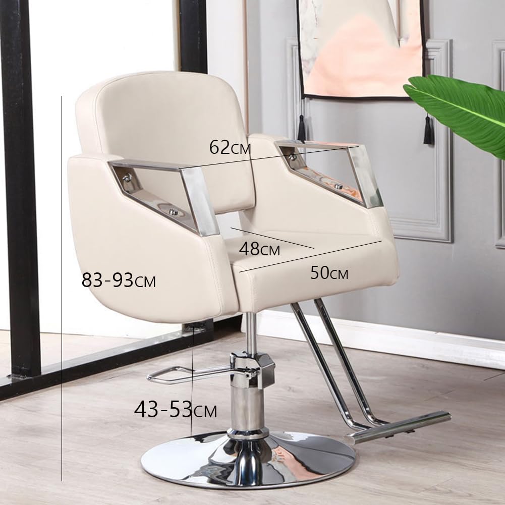 IBOWZ Silla de peluquería Silla De Peluquería De Salón, Silla De Peluquería Giratoria De 360 Grados, Silla De Peluquería De Afeitado Hidráulica De Cuero para SPA De Belleza, Tatuaje Y Barbería,Negro