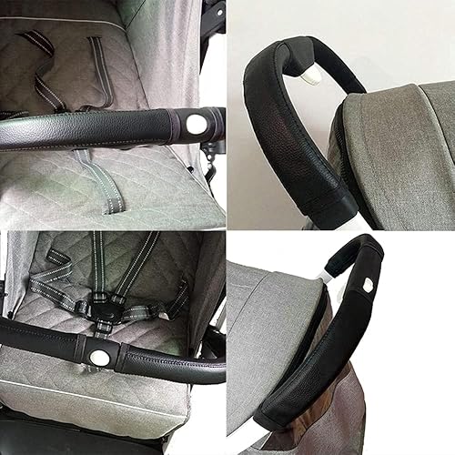 Miniatura 6 de Funda protectora para reposabrazos de cochecito de bebé, 2 fundas para asas de cochecito con cuero con cremallera, fundas de correa de cochecito de