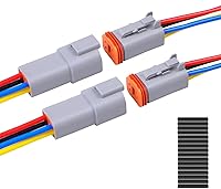 Vista 16 de Exqutoo Paquete de 2 conectores DT impermeables de 2 pines macho y hembra con cables de 16AWG 105℃ 600V y tubos termorretráctiles, aplicables
