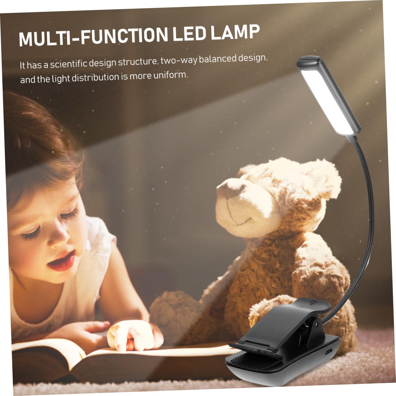 Lampe de Pupitre LED Rechargeable Réglable, Lot de 2, Noire