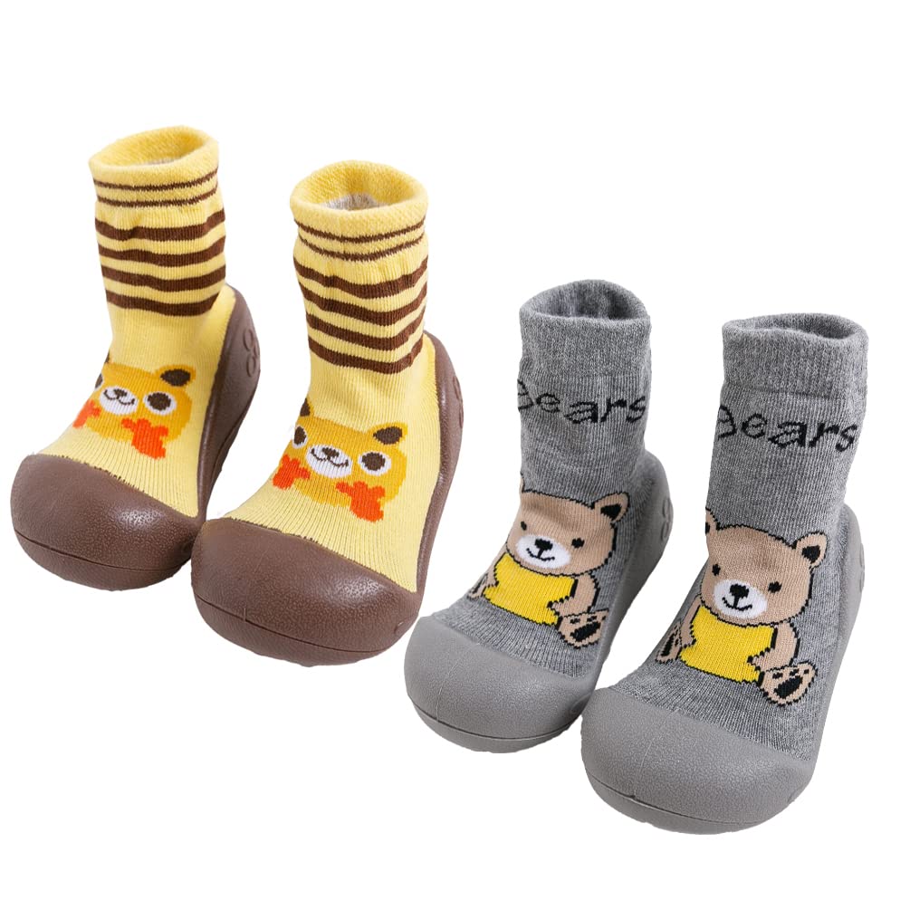 UAZNegozio 2 Pairs Baby Socks Anti Skid Rubber Soft Sole Infant Slippers Shoes Slipper Cotton Mesh Breathable Lightweight Sock Shoes
