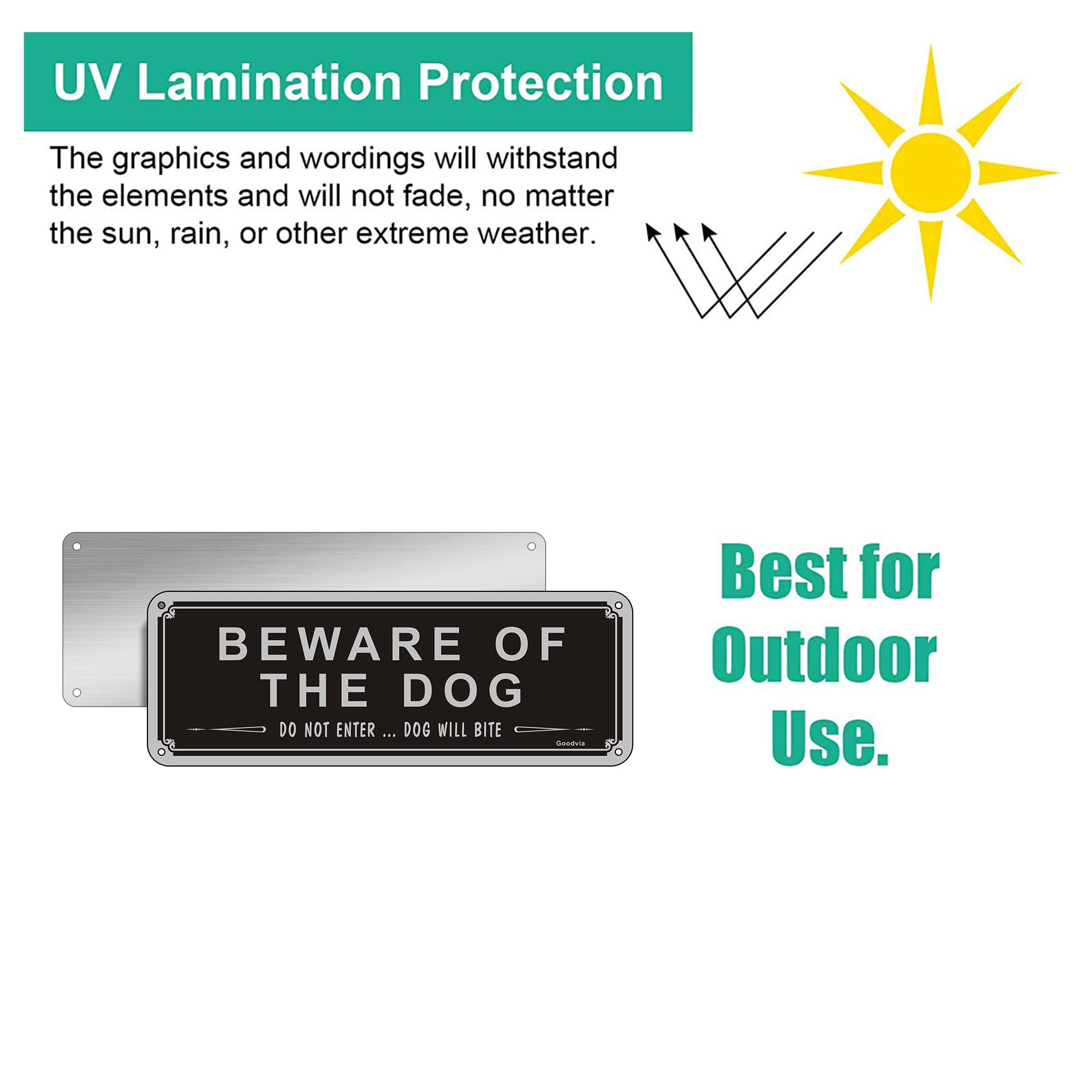 Cartello in metallo con scritta in lingua inglese Caution Beware of Dog, 20,3 x 30,5 cm
