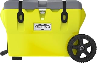 Maluna 40 Quart Wheeled Hard Cooler | Rotomolded | Insulated Portable Ice Chest Box for Drinks, Beverages, Beach, Camping, Picnic, Hunting, Fishing, Boating | Made in USA