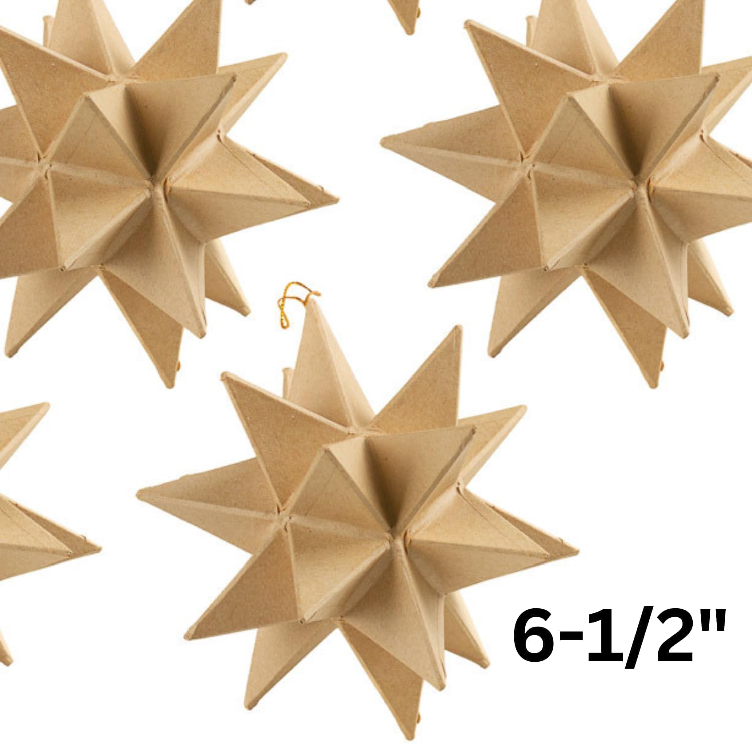 Pack of 6 Paper Mache Moravian Star Ornaments by Factory Direct Craft - Premade Papier Mache Moravian Stars Ready for Personalization and Crafting (6-1/2