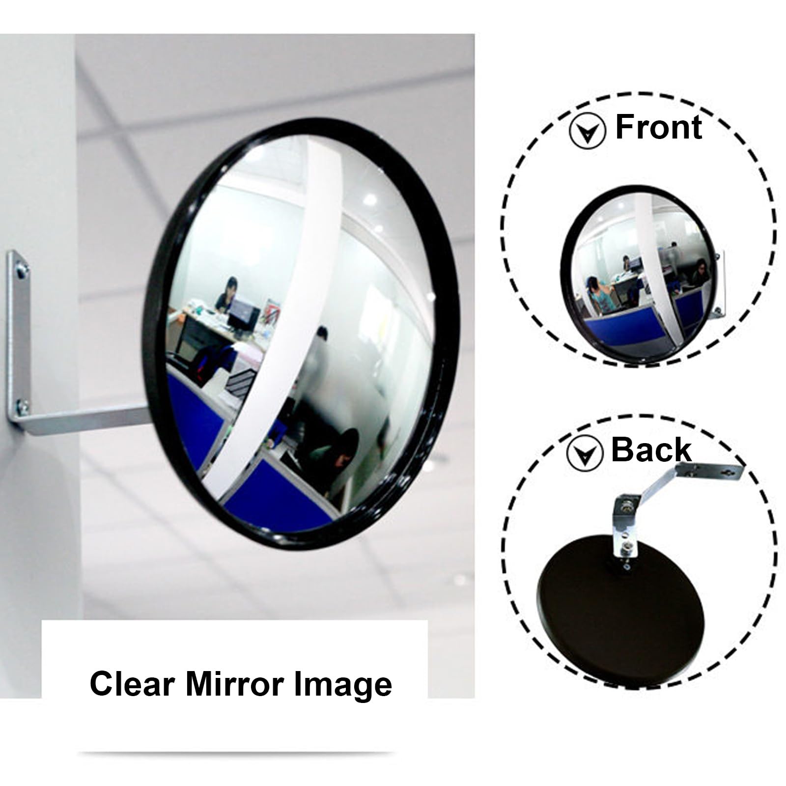 Miroir Convexe en Acrylique Réglable, Miroir de Sécurité à Coins Arrondis,Miroir Routier Rond et Léger pour Angles Morts, Idéal pour Chambre, Bureau, Magasin, Garage(22 * 22cm/8.7 * 8.7in)