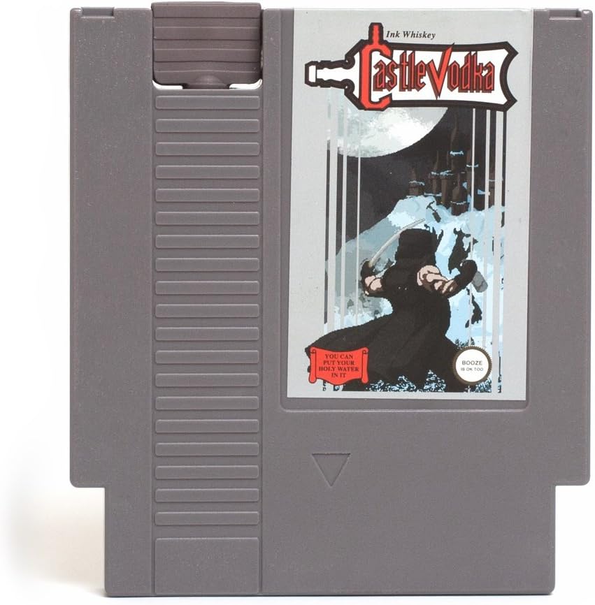 Concealable NES Entertainment Flask – Looks Like a Retro Nintendo Video Game Cartridge – buts it’s a Flask with a Hilarious Label