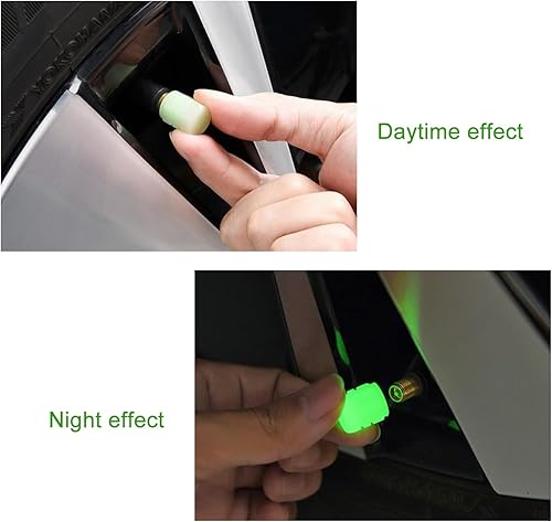 Miniatura 5 de 12 tapones universales fluorescentes para válvulas de neumáticos de automóvil, tapones luminosos para válvulas de aire de neumáticos, que brillan en