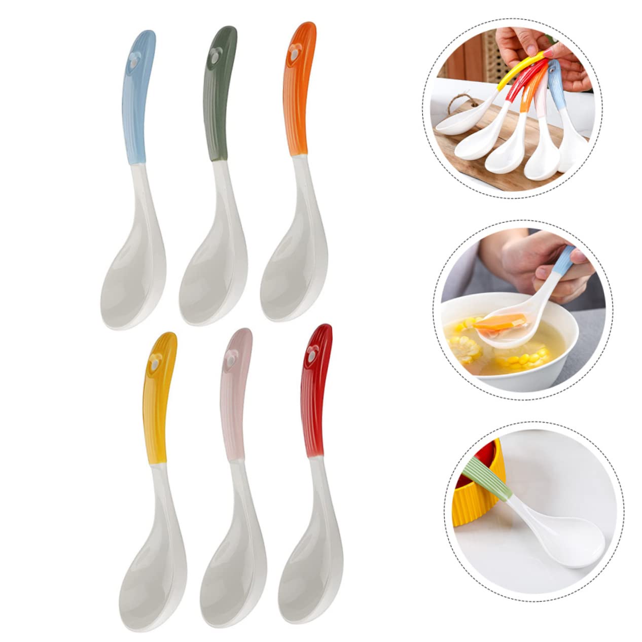 Lot de 6 Cuillères à Soupe en Céramique pour Maison et Restaurant