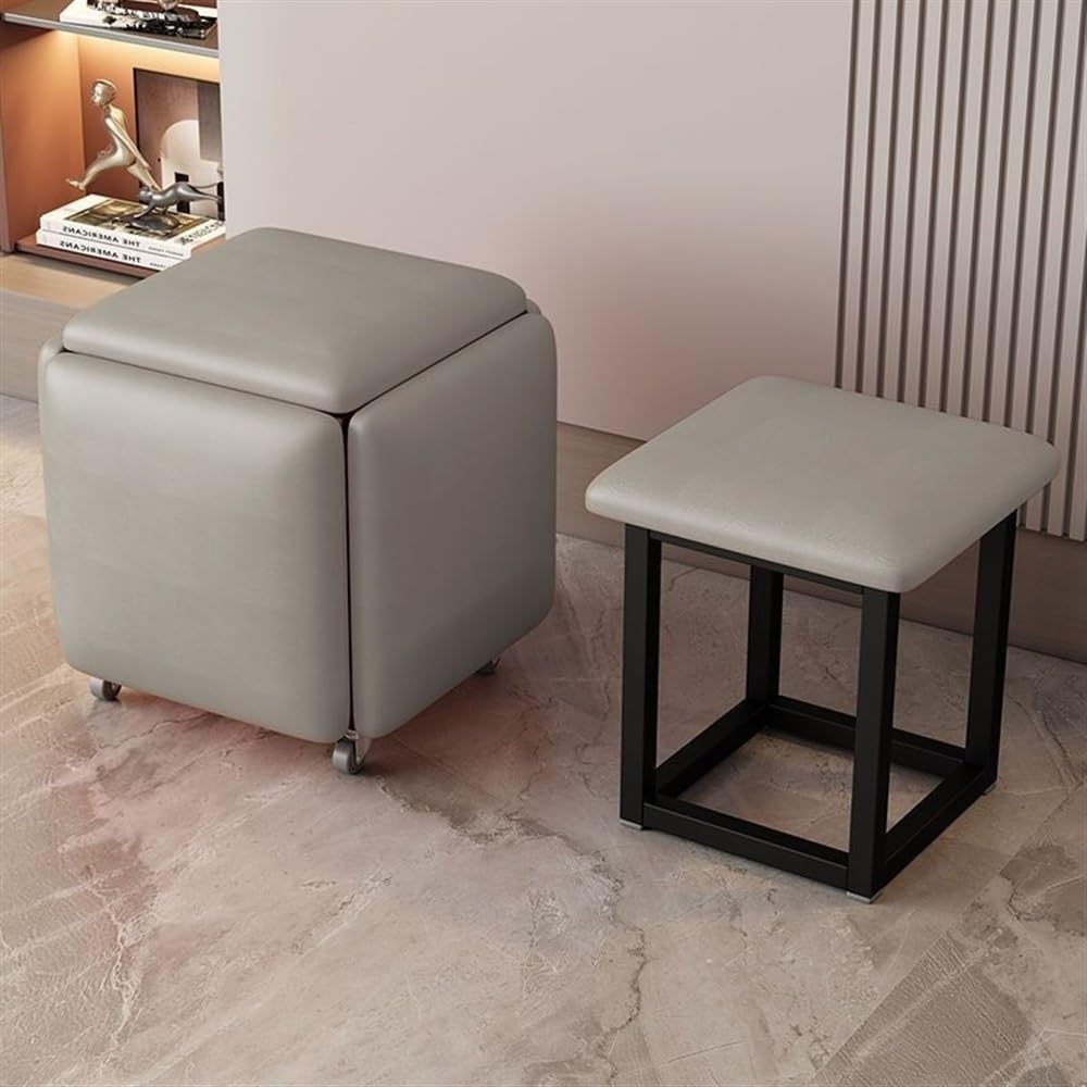 Repose-pieds gigogne compact pour transformer un petit salon avec tabourets