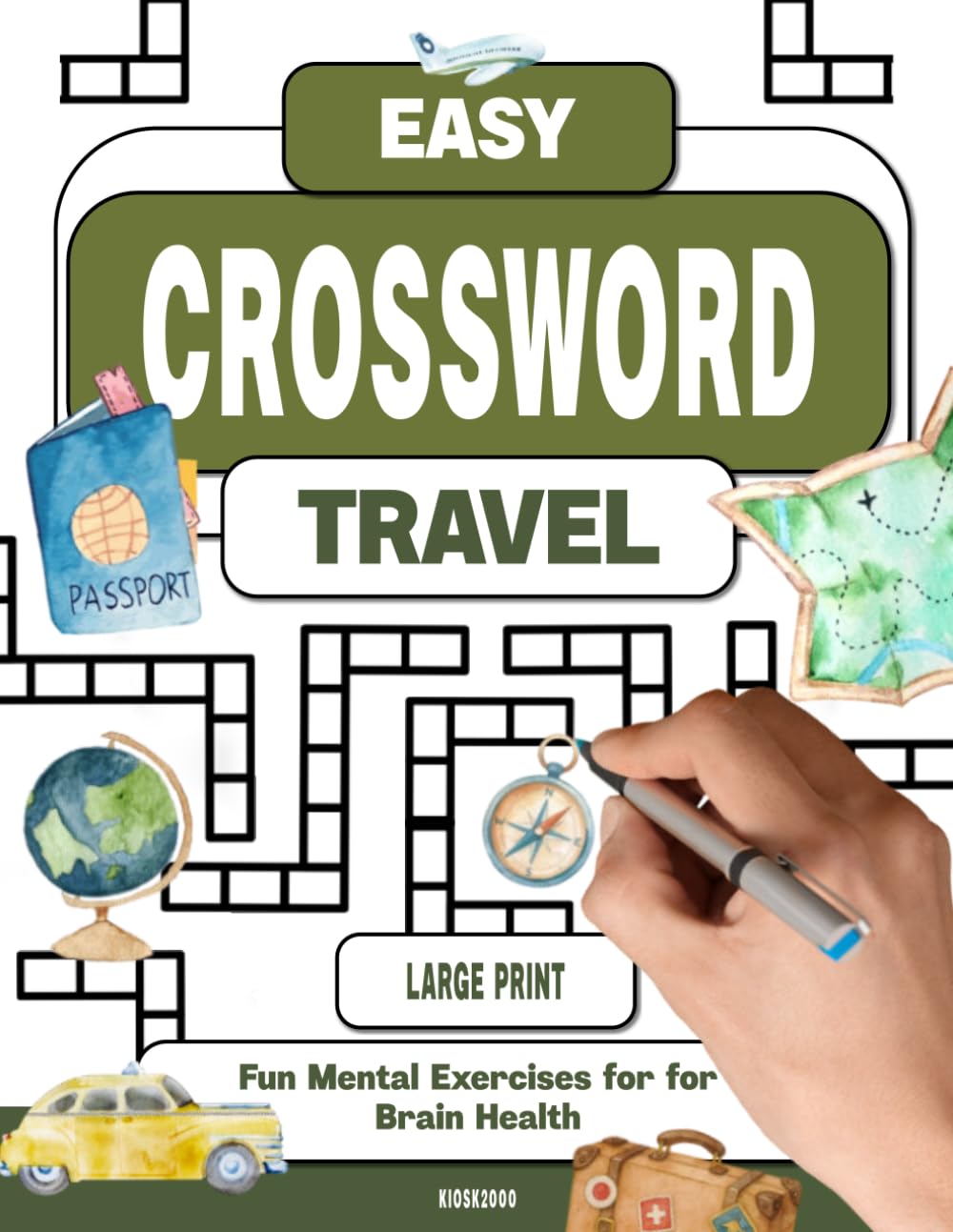 Travel Easy Crossword Puzzle Book for Seniors with Dementia: Fun Mental Exercises for Seniors for Brain Health