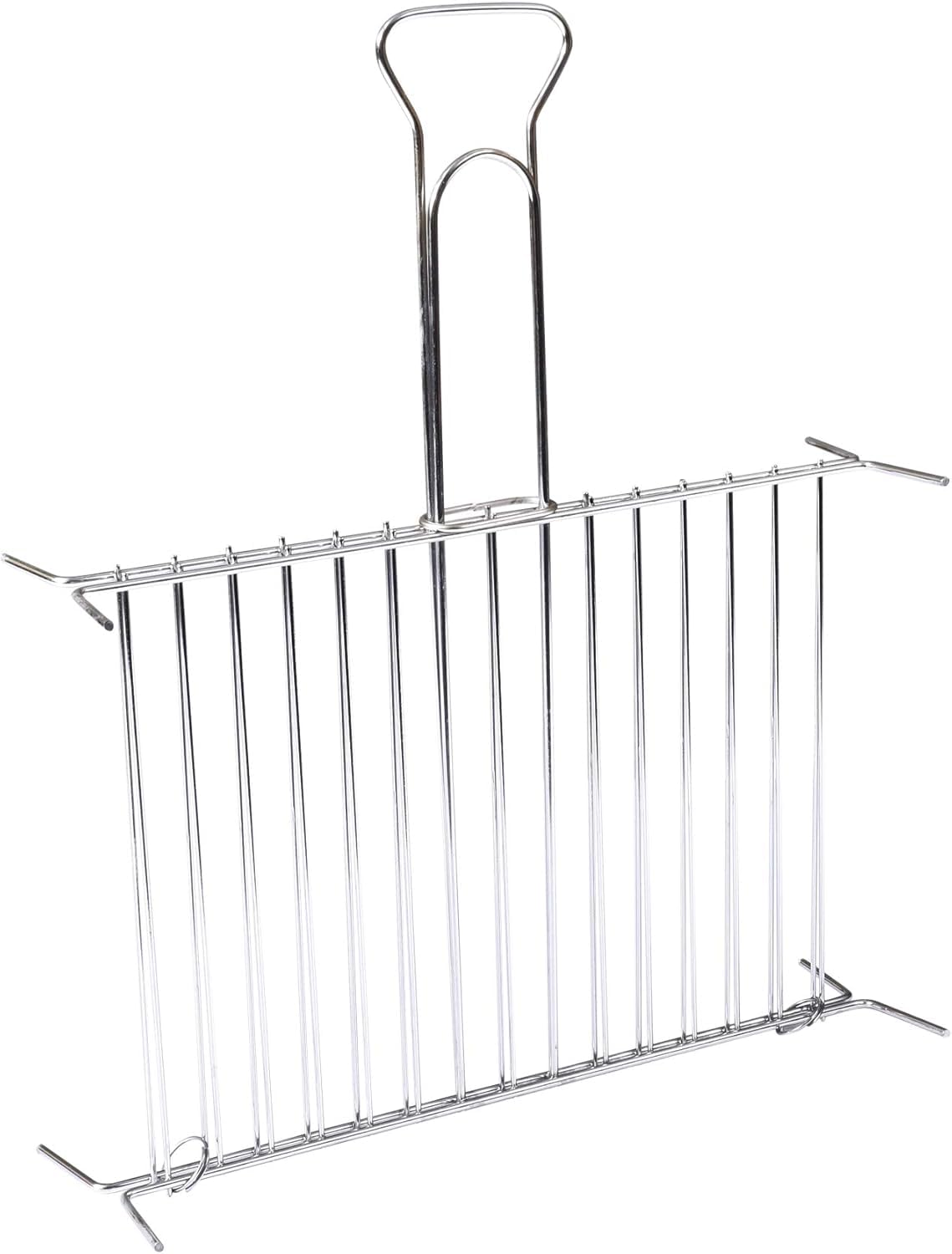 Griglia per Barbecue, Graticola in Acciaio cromato con Manico, Barre Verticali Lisce, Apribile e richiudibile (50x35 cm)