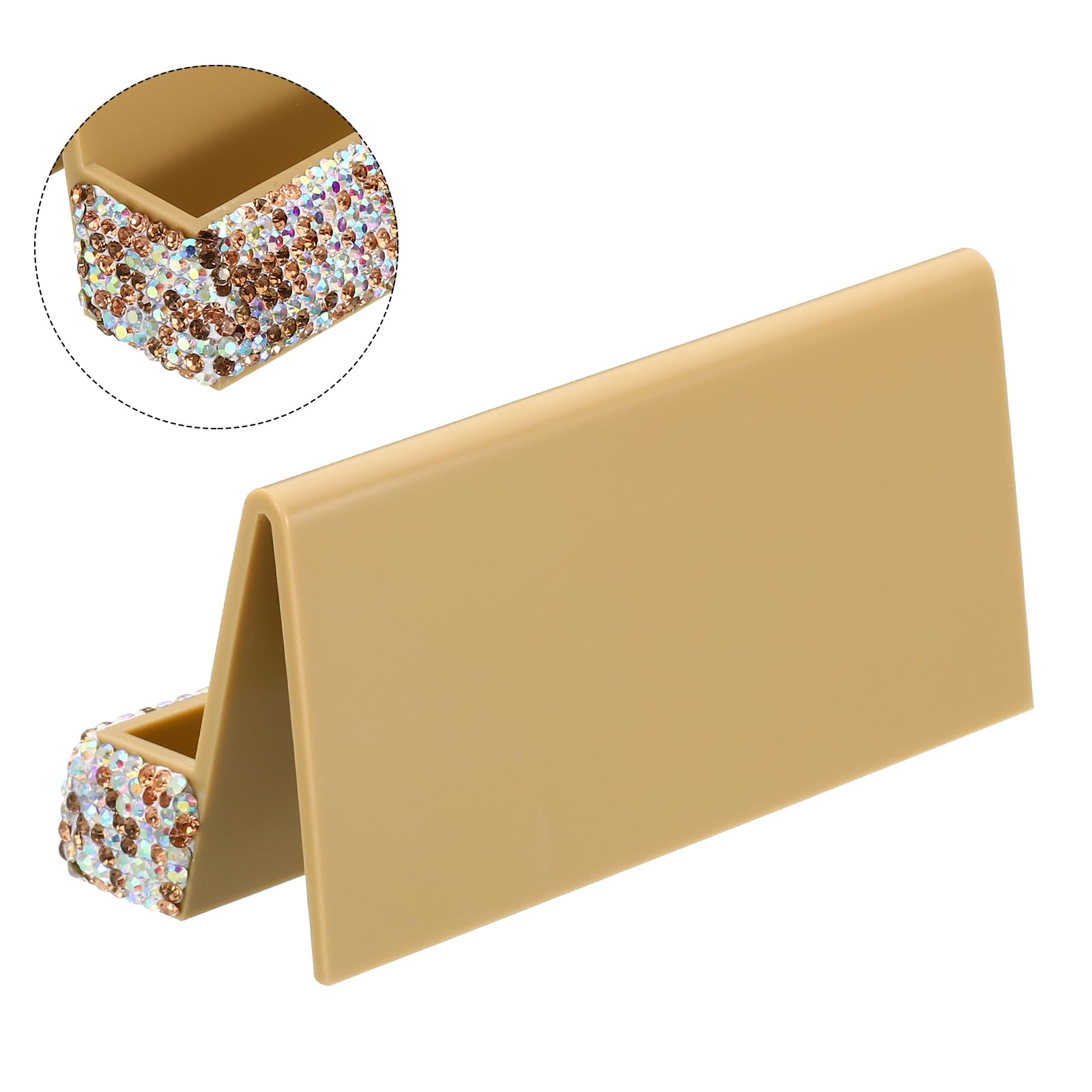 PATIKIL Business Card Holder for Desk 2 Pack Rhinestone Business Card Holders Crystal Card Stand Organizer Cards Display for Office Exhibition Gold Tone - Image 3
