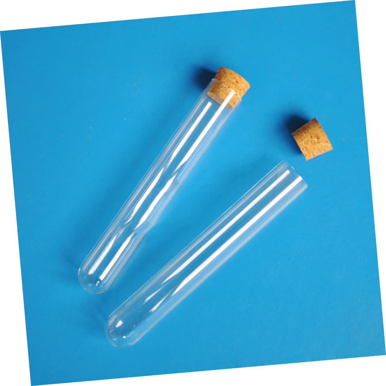 KICHOUSE 15pcs Glass Test Tubes Cork Stoppers and Brush Lab Storage Bottles Portable for Travel
