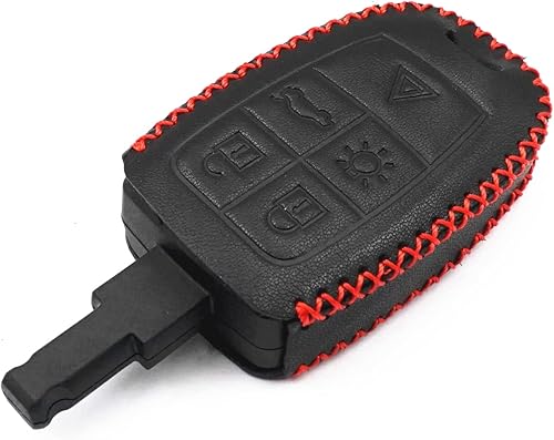 Miniatura 5 de Cuero negro para Volvo XC90 C70 S60 D5 V50 S40 C30 5 Botones Smart Remote Key Fob Case Cover Chain