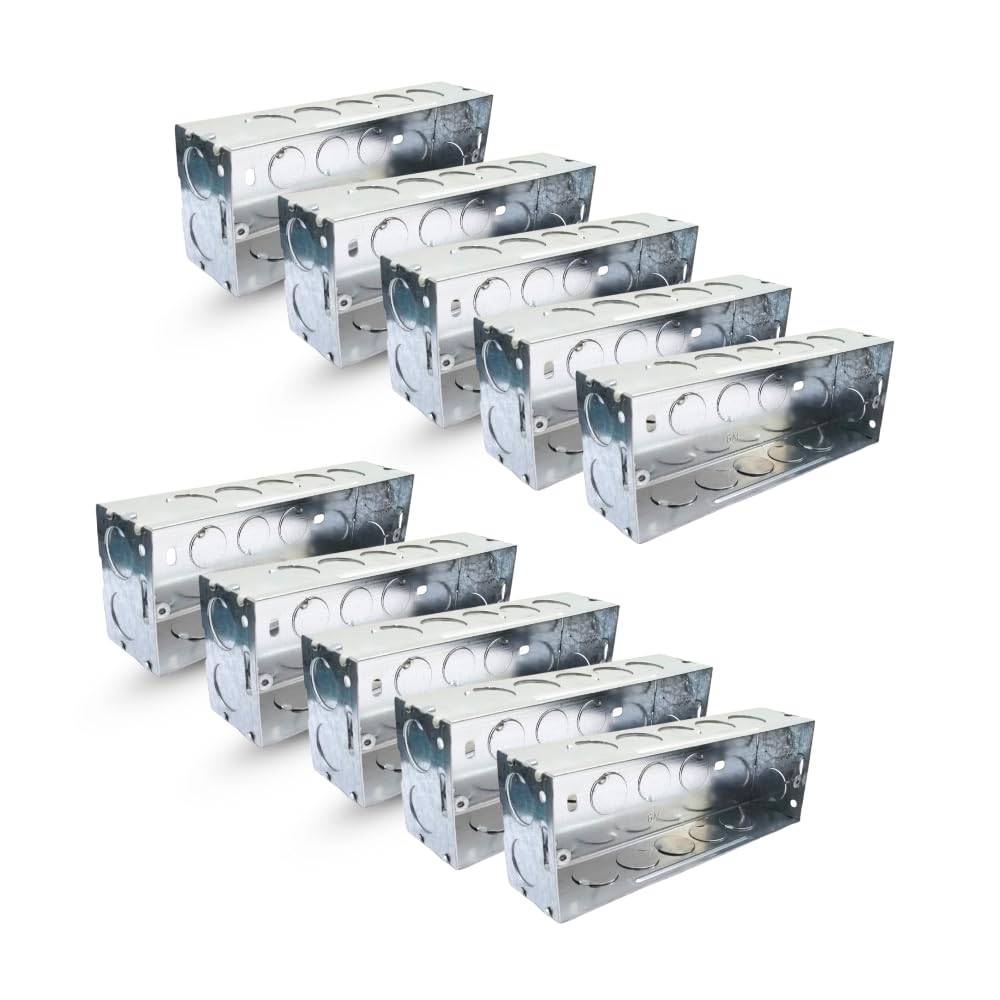 Concealed GI Sheet Metal Modular Box | Rustproof Galvanized Iron Heavy Duty Flush Mount Electrical Junction Box | 18 Gauge Thick (10, 6 Modular GI Box (8x3 Inch))-image-25