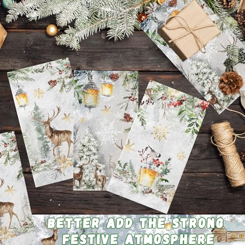Christmas Paper Napkins,40pcs Disposable Deer Napkins Winter Paper Hand Towels for Bathroom Winter Reindeer Napkins Christmas Holiday Decorations – Image 3