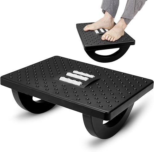 BEAUTIFABLE Reposapiés para debajo del escritorio en el trabajo, reposapiés mecedor, taburete ergonómico con textura de masaje y rodillo para