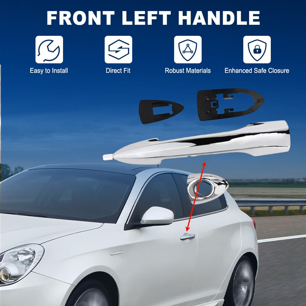 Maniglia cromata anteriore sinistra per portiera auto, materiale ABS, compatibile con Alfa, Lancia, Chrysler