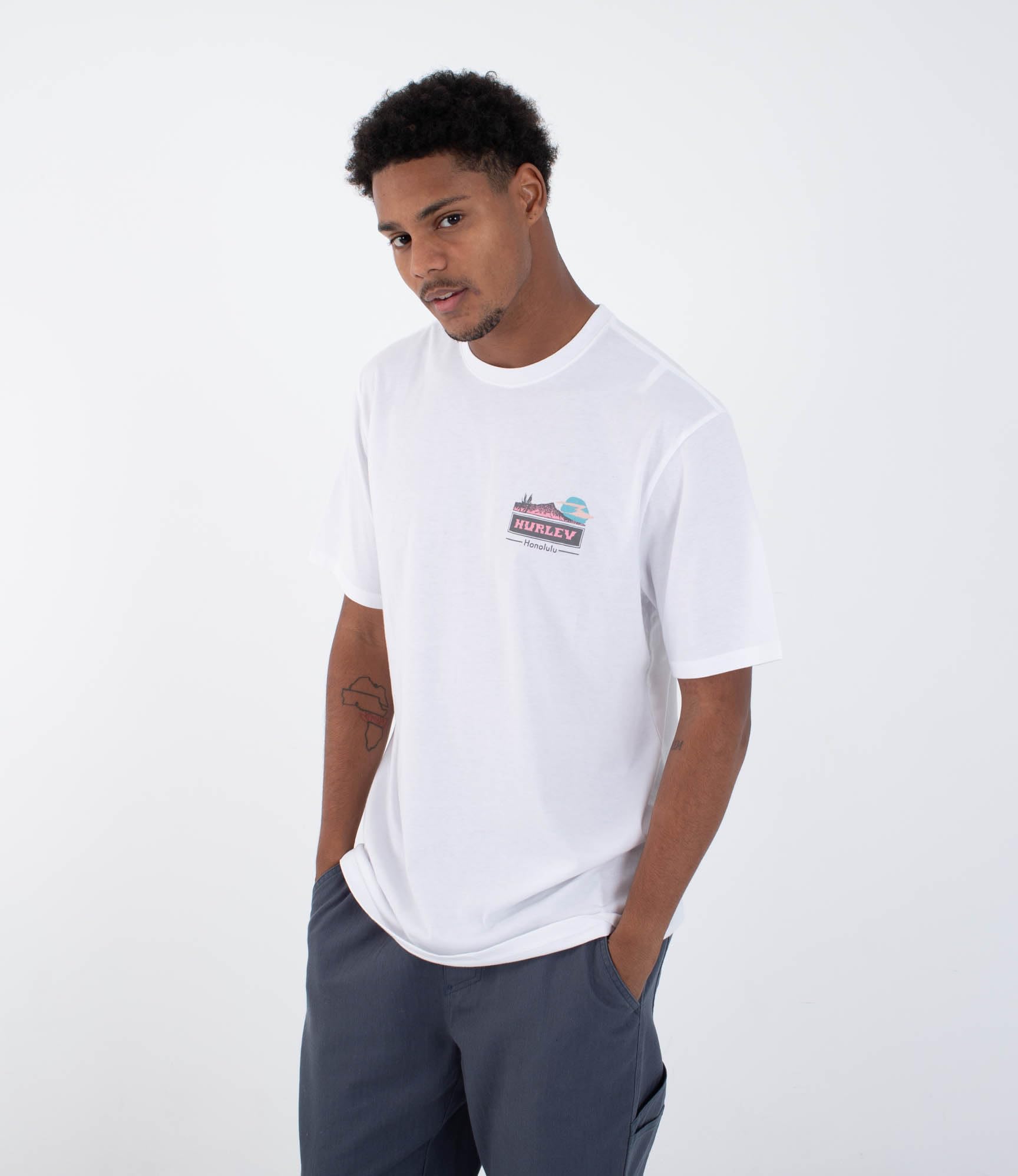 Hurley Mens Short Sleeve Harbor T-Shirt, White, S EU