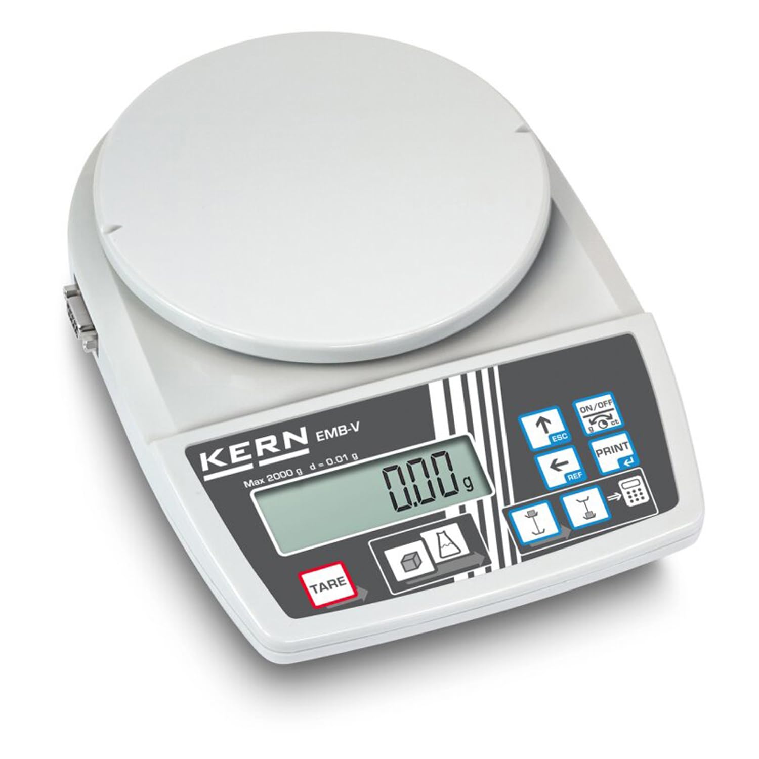 Balanza de laboratorio para principiantes con función de densidad bestimmungs integrada [Kern EMB 2000 – 2 V] Precisión hasta 0,01 g, rango de pesaje Max. 2000 g