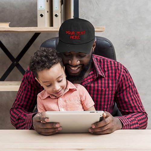 Vista 34 de Gorra de béisbol suave personalizada con texto personalizado para papá de algodón para hombres y mujeres Negro