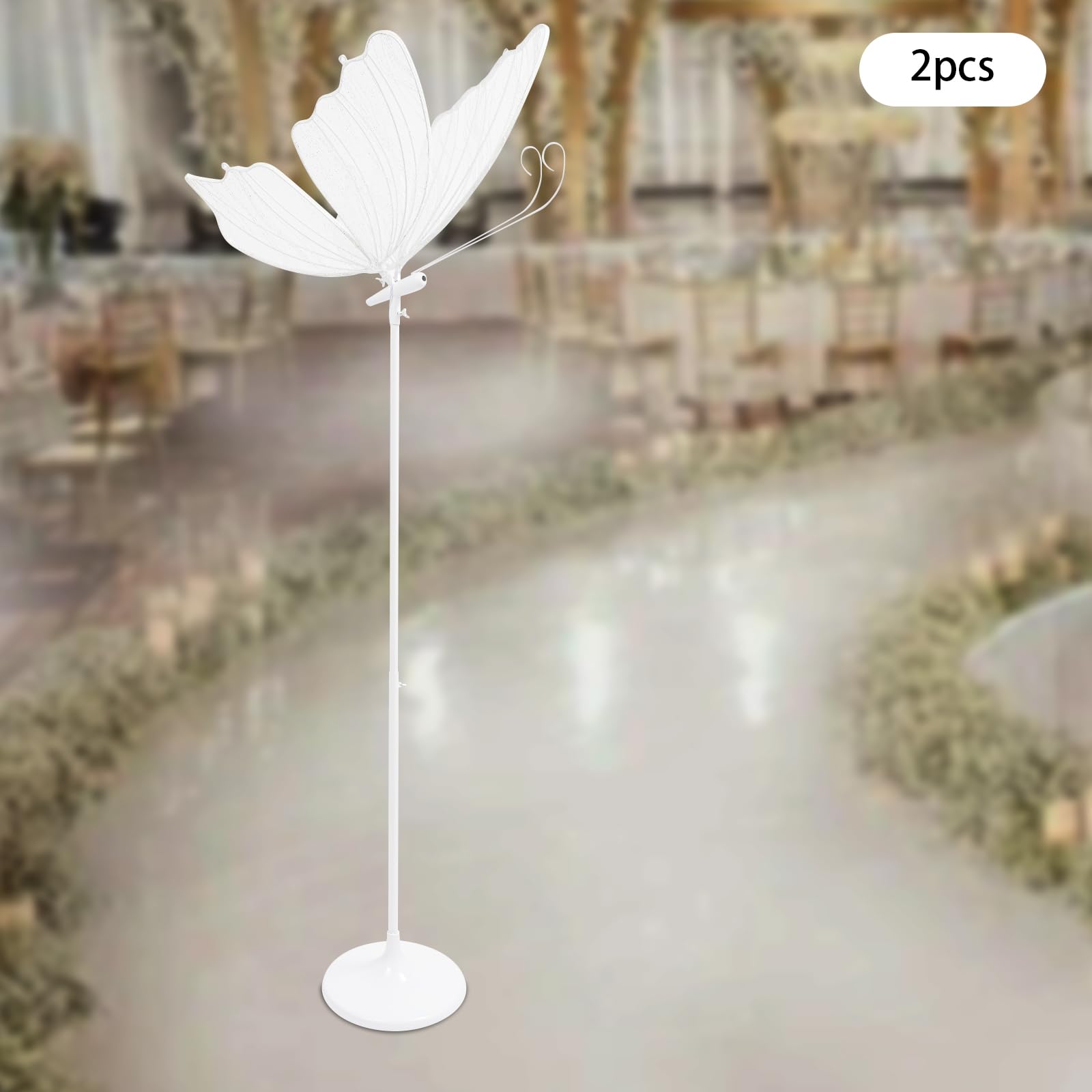 MARTEXBUY Butterfly Decorations, 2PCS LED Butterfly Floor Lamps Lights, 57.5-70.1