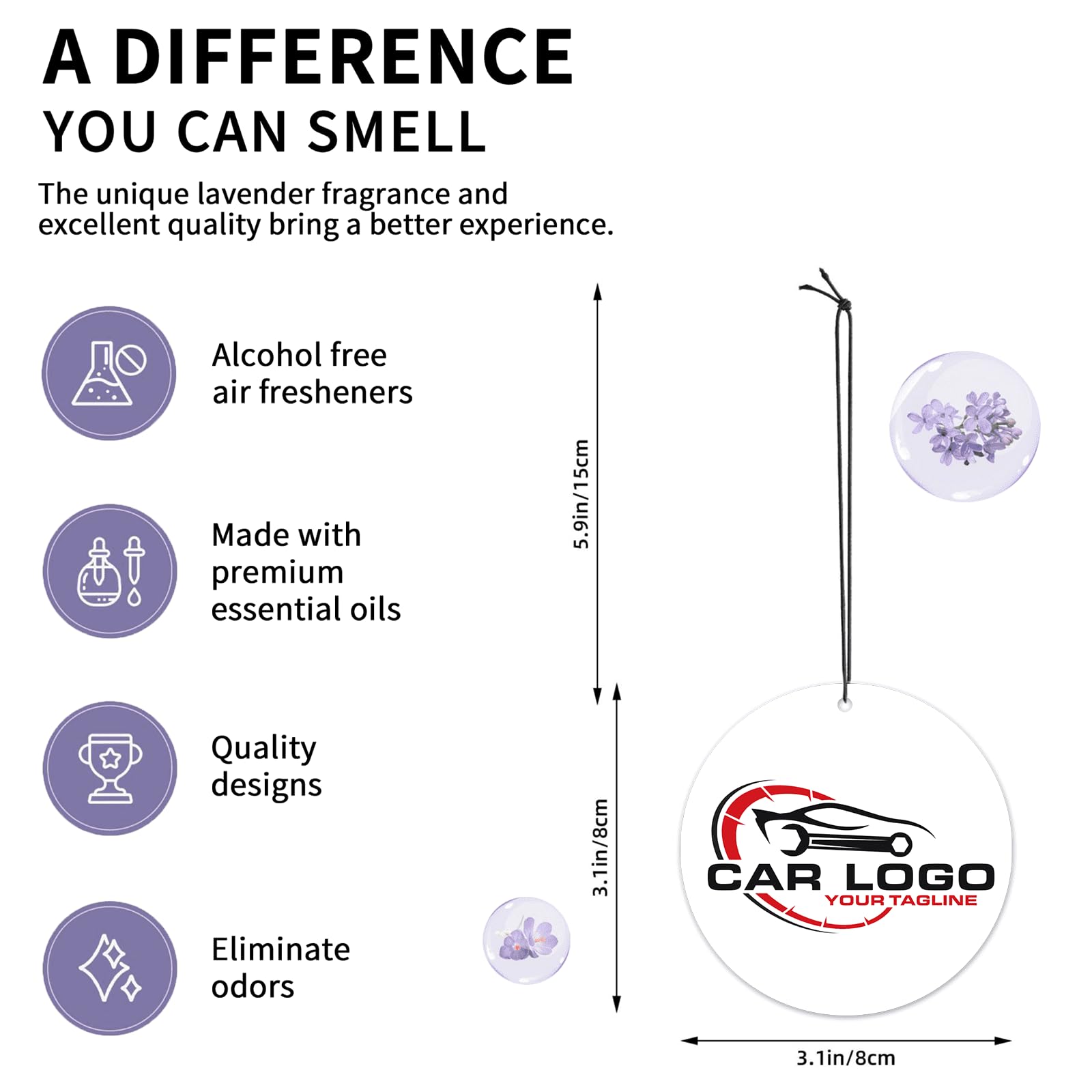 YZPPDHFC 10-1000PCS Customize Photo Car Air Freshener with Logo, Personalized Air Freshener with Pictures, Custom Business Logo Items, Custom Gift for Car Dealerships, Customer Loyalty Gifts - 4