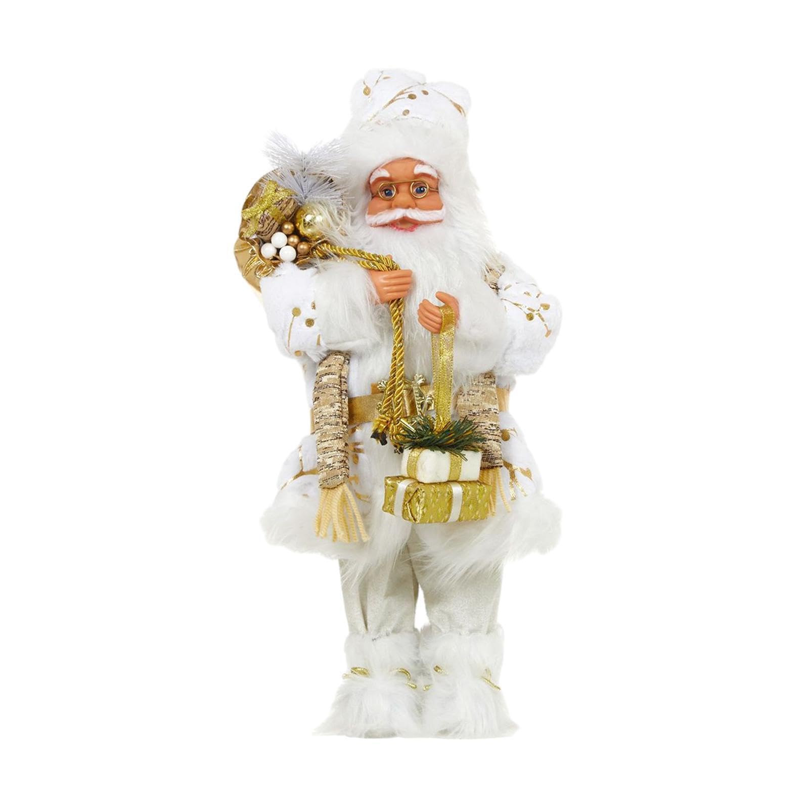 PIXZCSA Santa Claus Figure Is Full Of Christmas Charm And Would Jolly Addition To Holiday Decor.Realistic Santa Claus Character Figure Christmas Sledge, Gold, 45cm