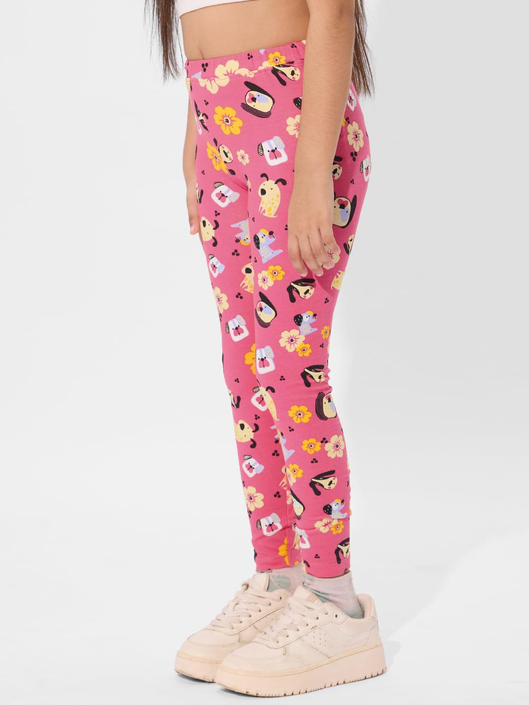 The Souled Store Mystical Girls - Leggings in cotone rosa con stampa regolare