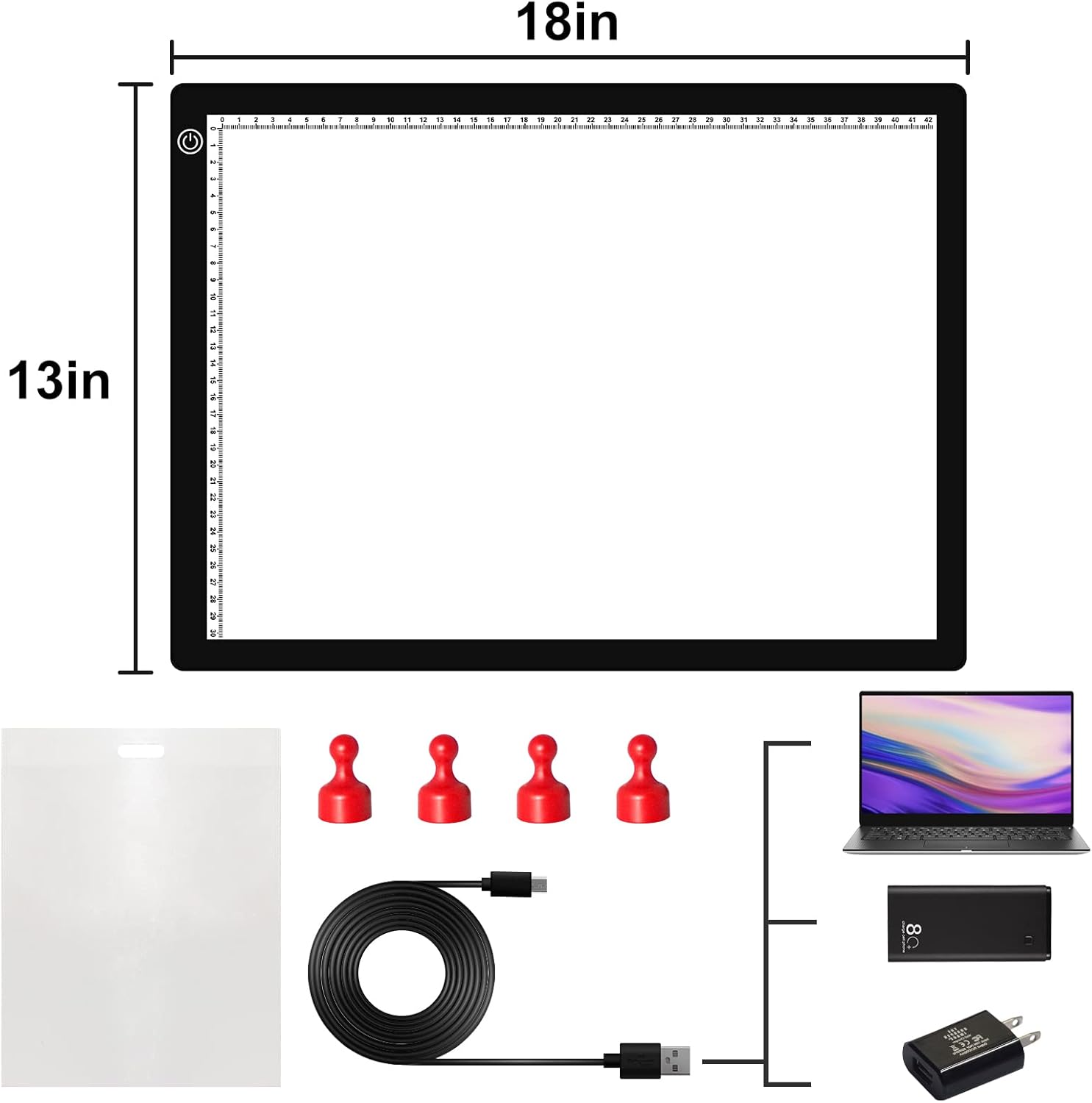 A3 LED Light Board, A3 Tracing Light Box, Magnetic Light Pad, Light Table for Tracing, LED Copy Board, Sketch Pad with Dimmable Brightness, Magnetic and Storage Bag.