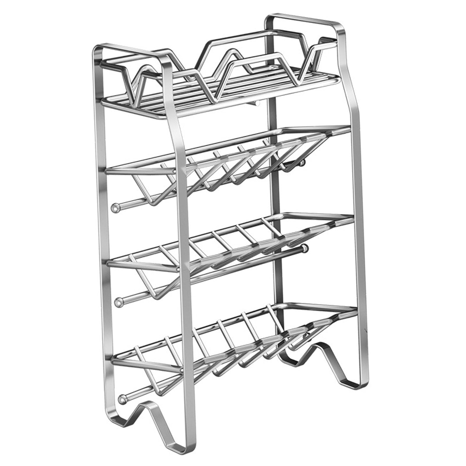 Yosoo Health Gear Organizador de Estantes para Especias, Soporte para Botellas de Condimentos de Acero Inoxidable, Instalación de Almacenamiento en Encimera de Múltiples Capas, Gratuito para Uso en