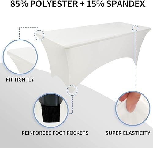 Miniatura 4 de OutdoorLines - Manteles ajustables para mesas rectangulares de 8 pies, color marfil  Funda elastizada de elastano para mesa de masaje, fundas