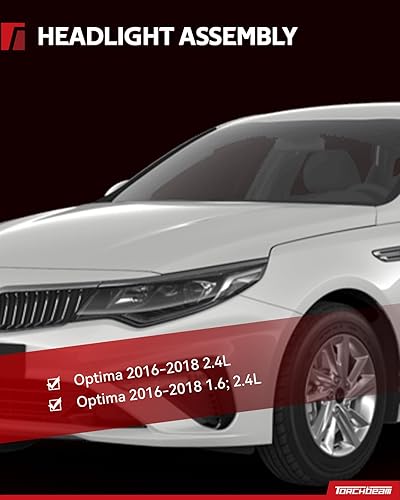 Miniatura 6 de Torchbeam Conjunto de faros delanteros para Optima 2016-2018, carcasa negra, reflector transparente, lente transparente, lado del pasajero