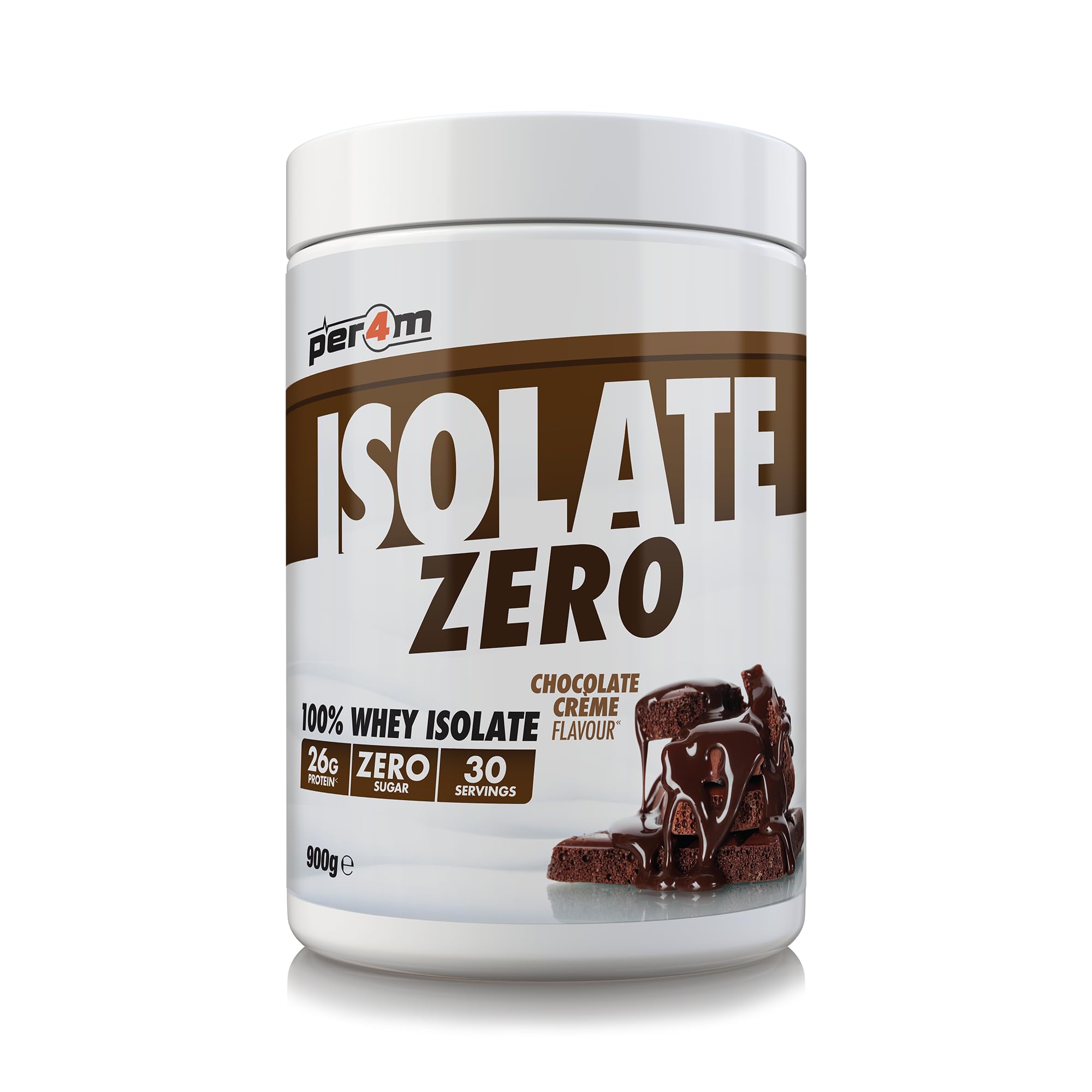 Per4m Isolate Zero Premium Whey Protein Powder | Superior Flavour Ultra Filtered + Amino Acids | Fast Absorbing Zero Sugar Gluten Free Shake for Lean Muscle & Recovery (900g, Chocolate Creme)