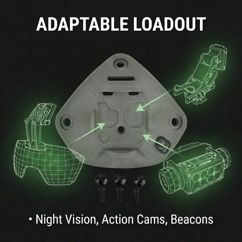 DLP Tactical Universal NVG Mount Shroud for 1 or 3 Hole Helmets | Compatible with ACH MICH Fast OPS-Core Crye AirFrame | Reinforced Polymer Night Vision Mount with Hardware Lightweight Durable