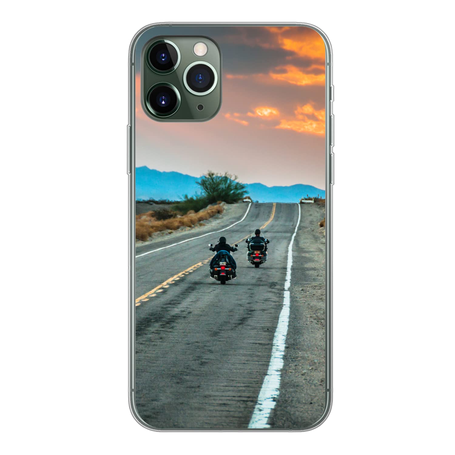 MuchoWow Funda para iPhone 11 Pro - Dos Motos circulando por la Ruta 66 - Funda de Silicona/Funda Blanda para teléfono móvil