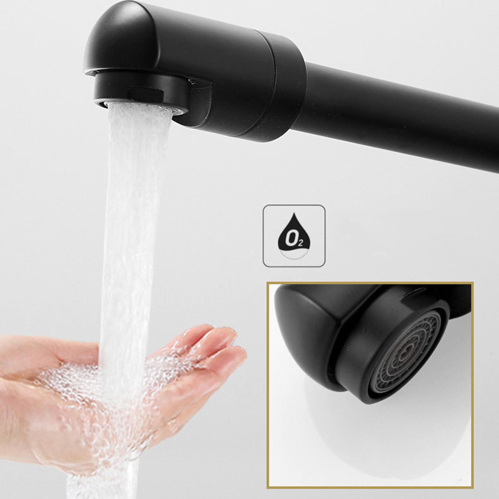 Grifo De Baño Montado En La Pared Grifo Lavadora Doble Salida Plegable Agua Fría Y Caliente Doble Orificio,Negro