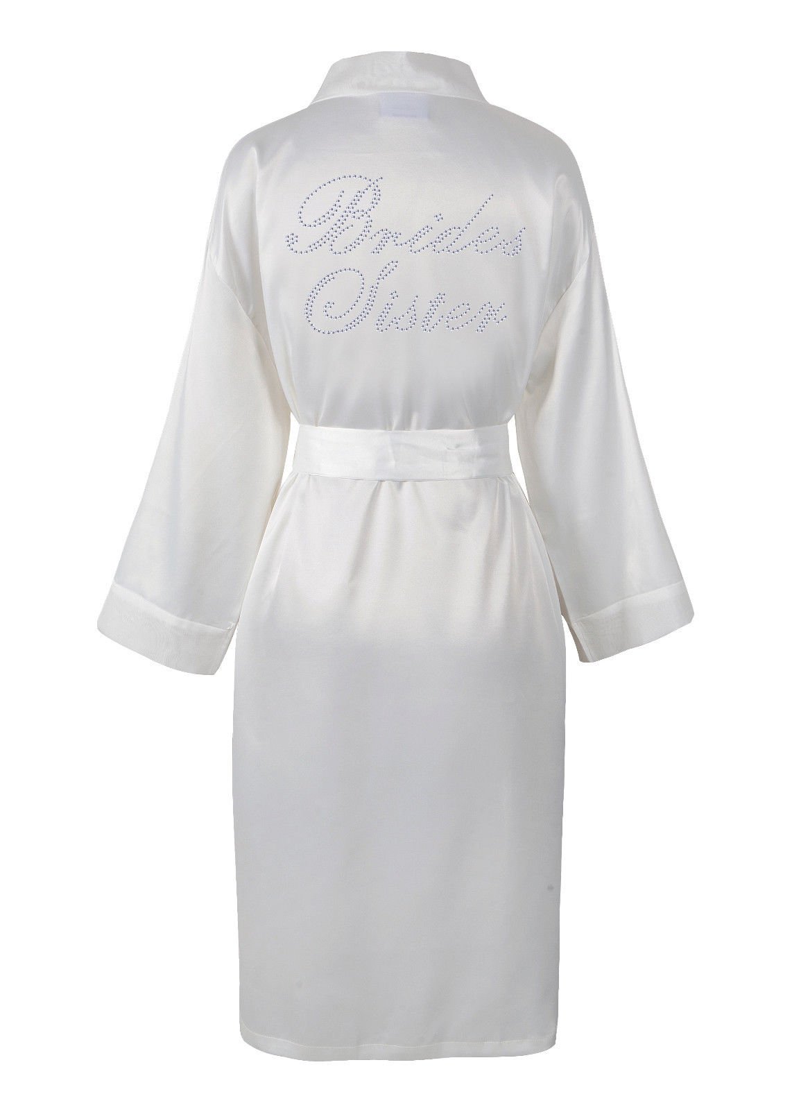 Varsany Ivory Crystalsrus Brides Sister Satin Rhinestone Bathrobe Personalised Diamante Dressing Gown Kimono
