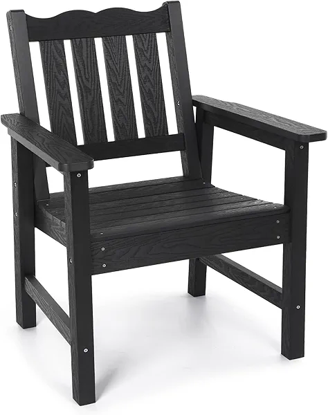 Stoog All-Weather Outdoor Chairs, Patio Dining Chair with Curved Backrest, 400 lbs Support Patio Chair, Black