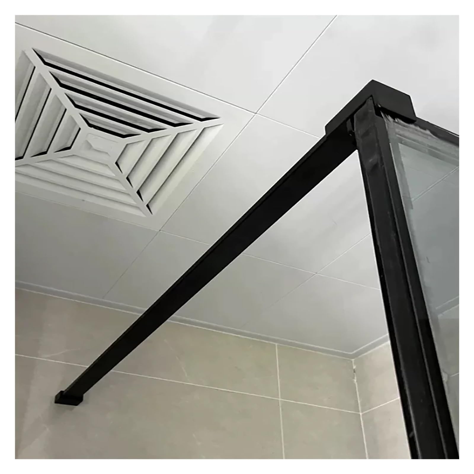CHZDPP Glass Support Rod for Wet Area Divider, Stainless Steel Stops Wobbling Wall-to-Glass Brace, Shower Screen Support Bar for Bathroom/Aquarium/Hotel(Black,60 cm/23.6 in)