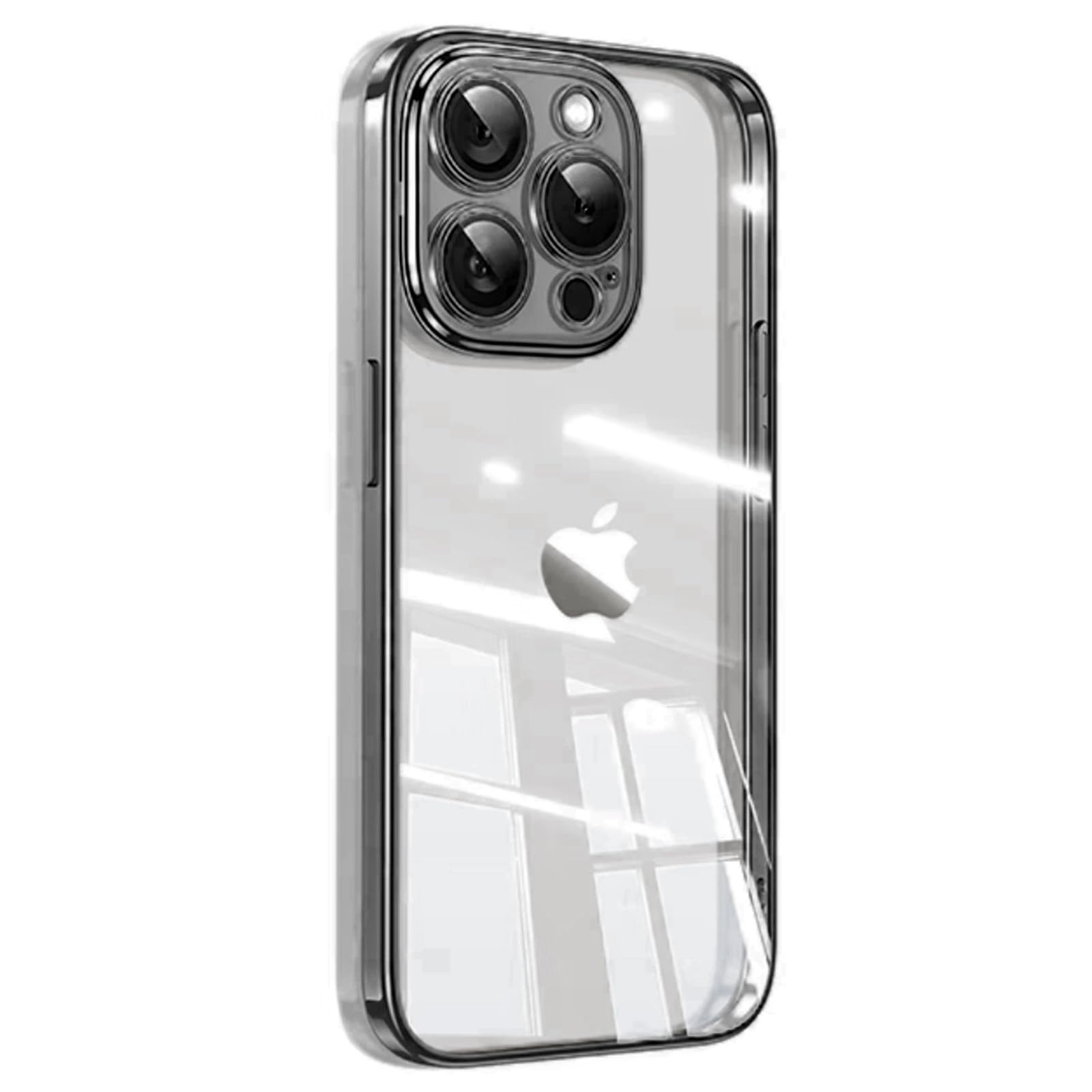 Tecxin iPhone14Promax用スクエアメッキケースiPhone 14promaxケース用ソフトクリアTPUバックカバー耐衝撃 (iPhone14 pro max ブラック)