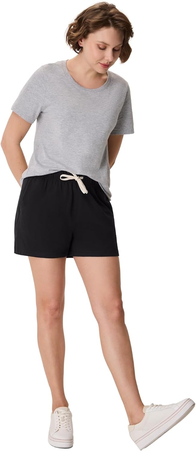 Hanes Women's Essential Drawstring Shorts, Cotton Shorts for Women, Adjustable Shorts