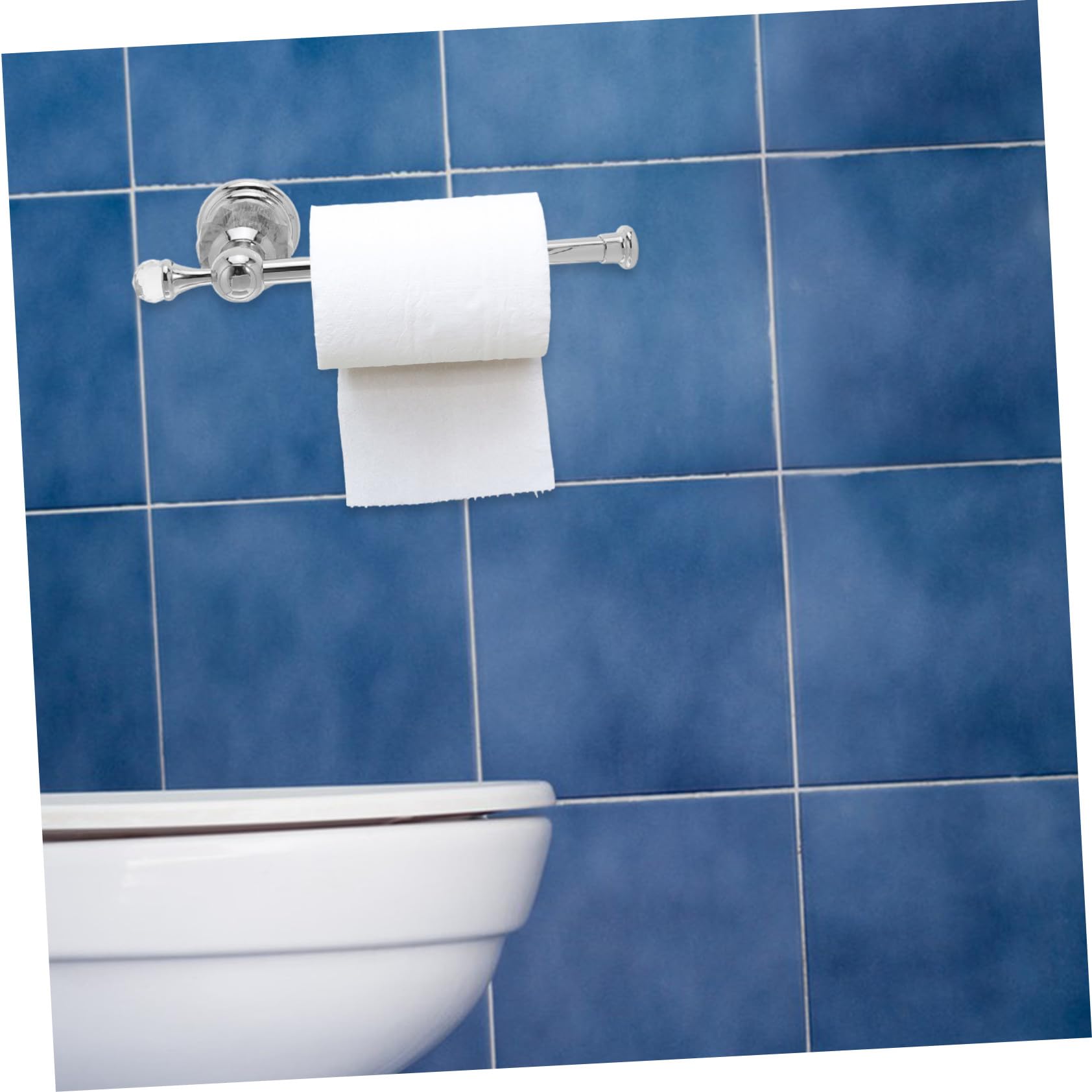 Portarrollos de Papel Higiénico de Cristal Plata de Acero Inoxidable | Acabado Decorativo, para Baños Compactos, Diseño Versátil Estética Clásica y Contemporánea