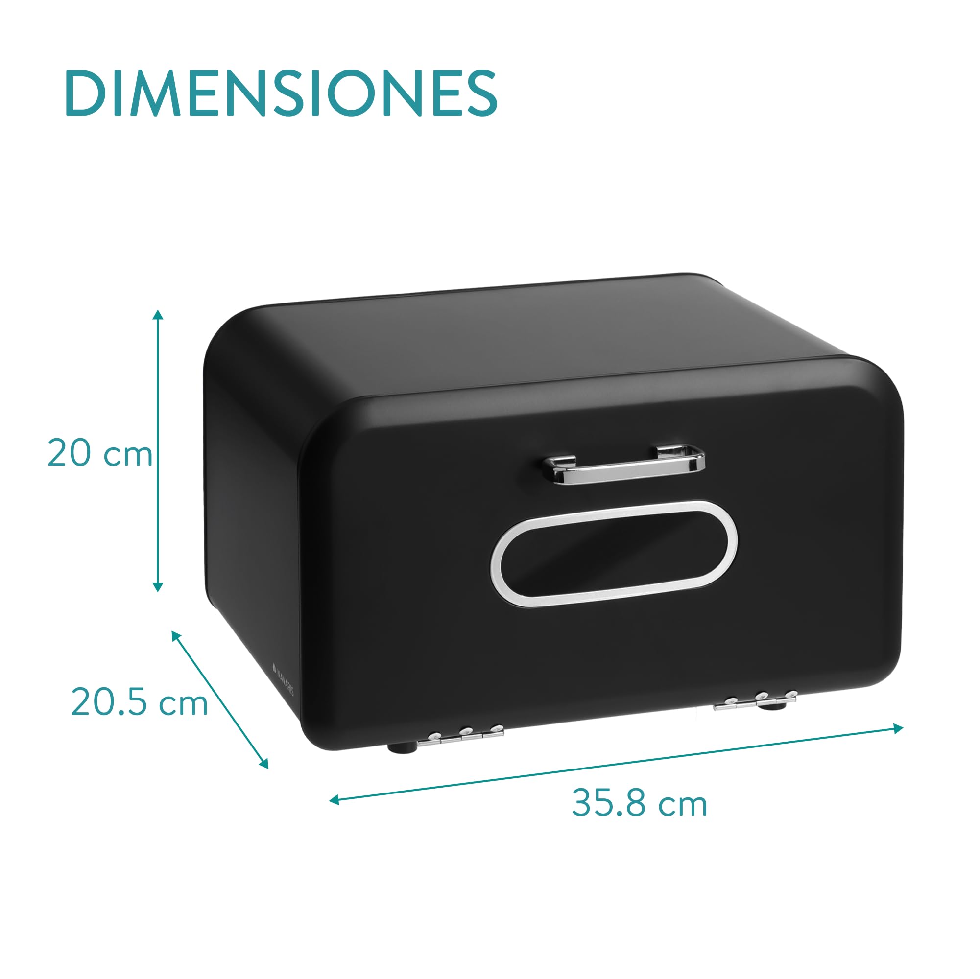 Navaris Paneras para Guardar el pan - Panera para Guardar Pan con Diseño Retro - Contenedor de Metal con Tapa y Ventana Frontal - Negro
