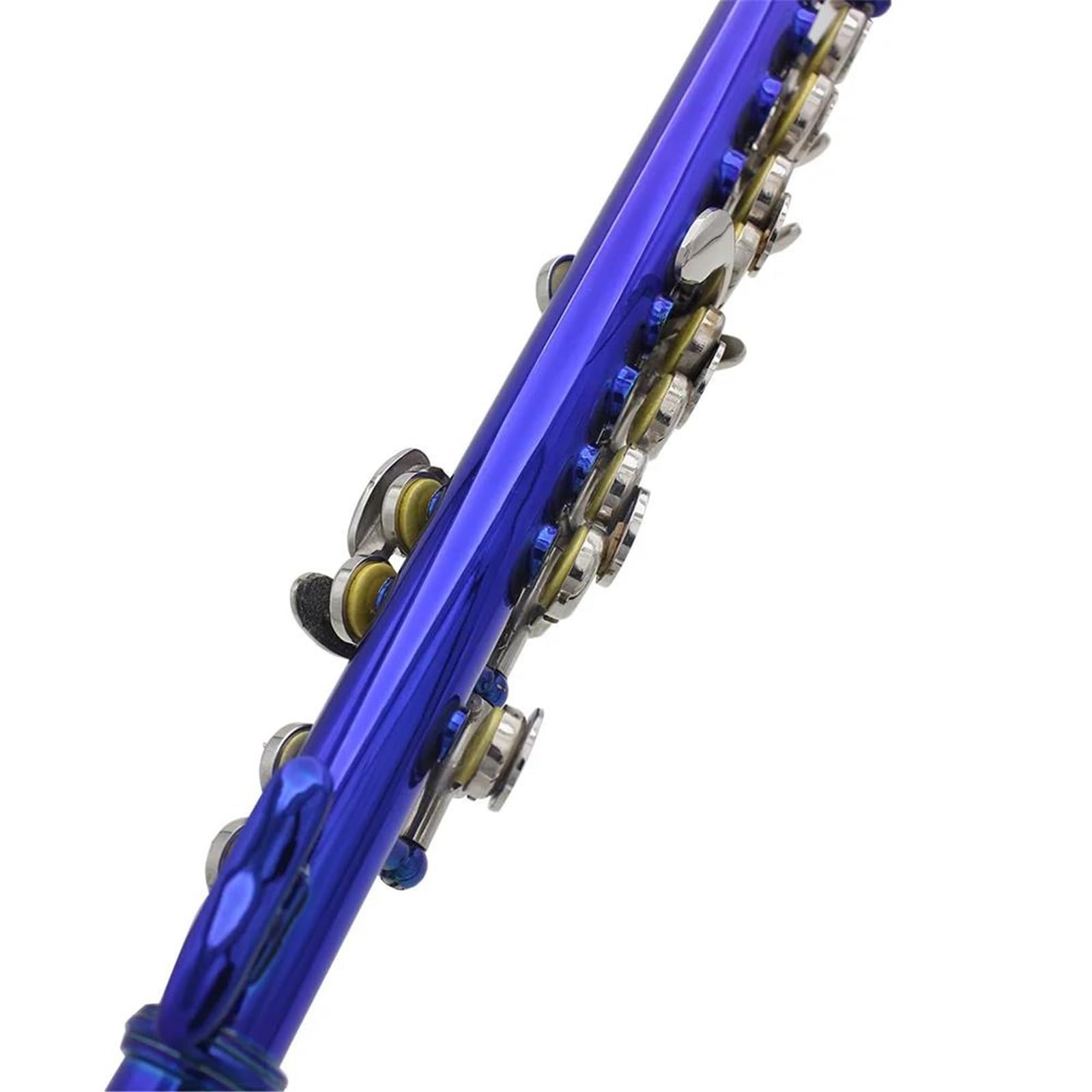 flauto traverso Chiave C Piccolo Flauto Di Mezza Misura Professionale In Cupronichel Blu Argento Chiave Piccolo Con Custodia Imbottita In Tessuto