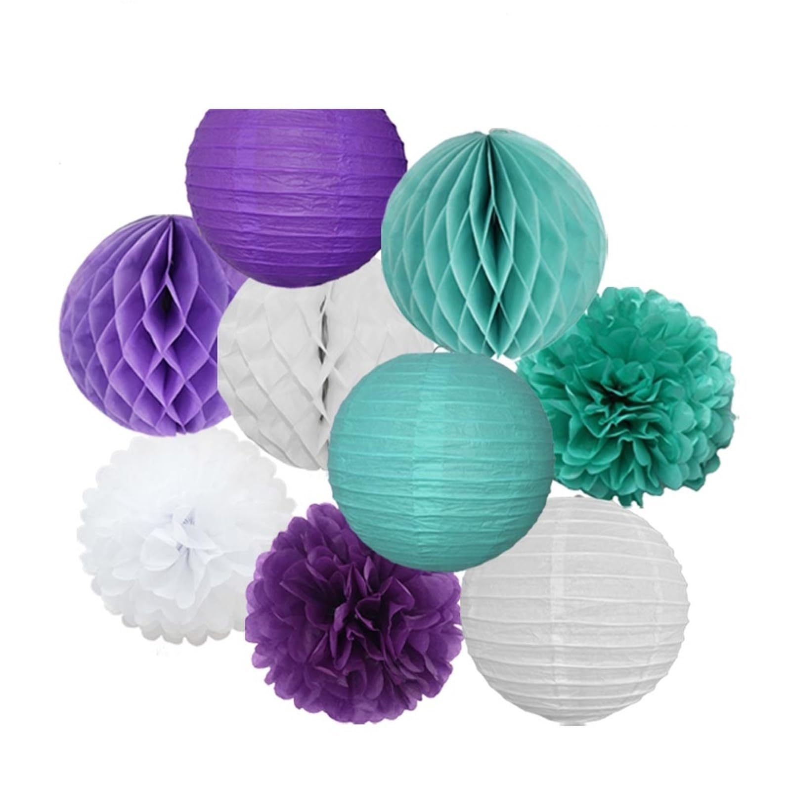 Paper Lanterns Wedding Party Favor Hanging Round Paper Lantern 6" 8" 10" 12" Baptism Birthday Holiday Decor(Purple Min,8inch(20cm))