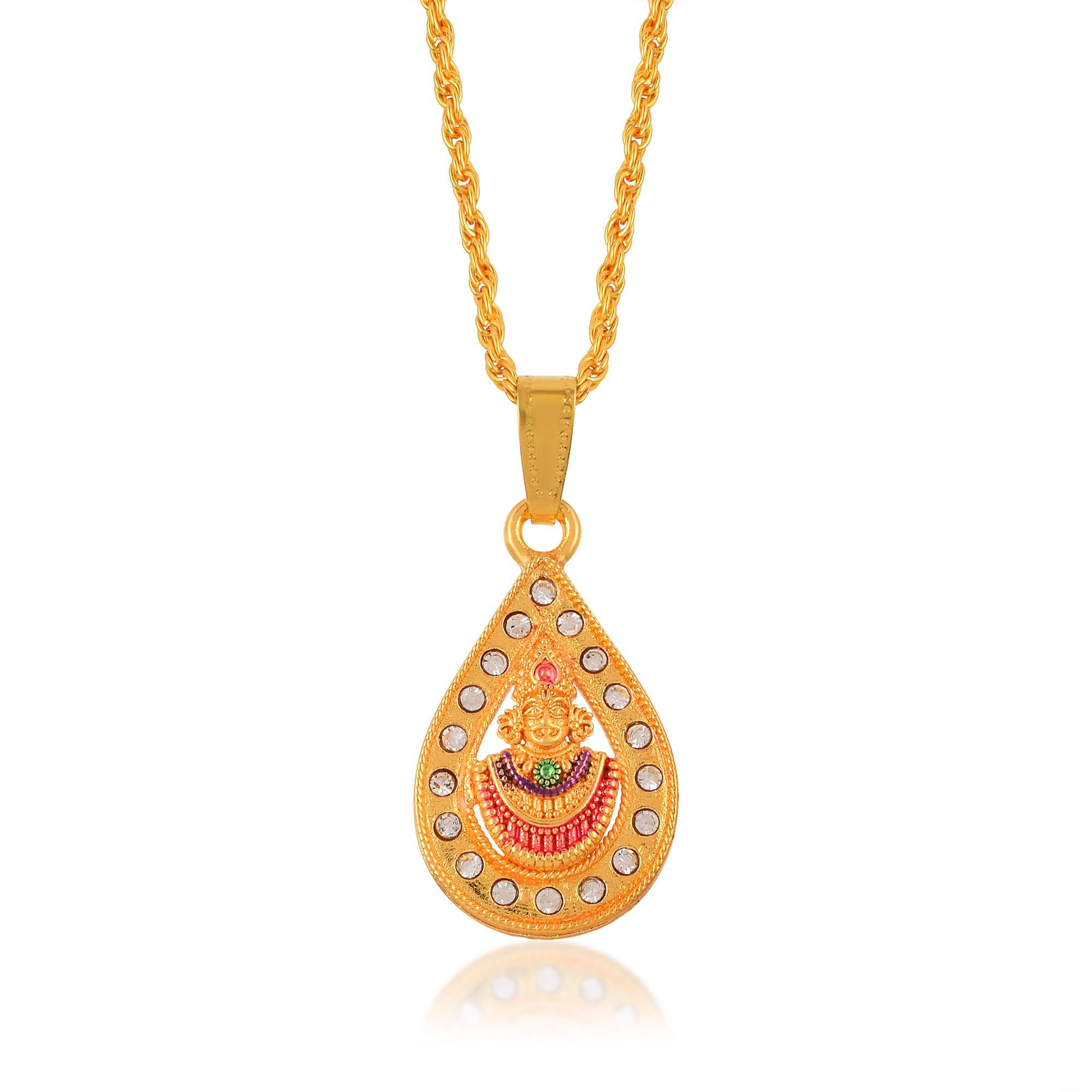 dulci Gold Plated Brass Khatu Shyam ji Shyambaba Hare ka Sahara Baba Shyam Hamara Locket Pendant With Chain-picture-21