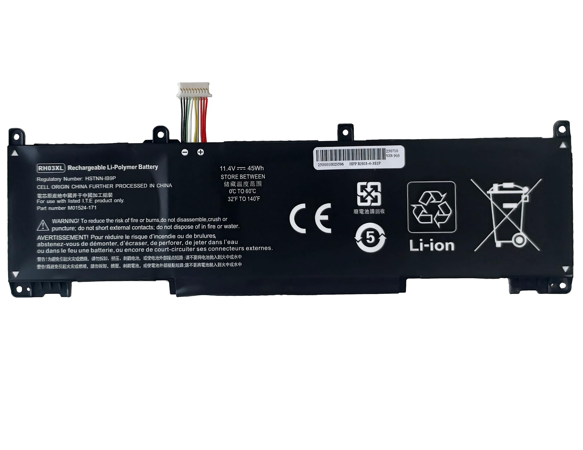 11.4V 45Wh RH03XL M02027-005 Batteria per HP ProBook 430 440 450 455 G8 630 640 650 G8 ZHAN 66 Pro A 14 G4 G5 Serie HSTNN-OB1T TPN-DB0B M02027-005 M01524-AC1 M01524-2B1