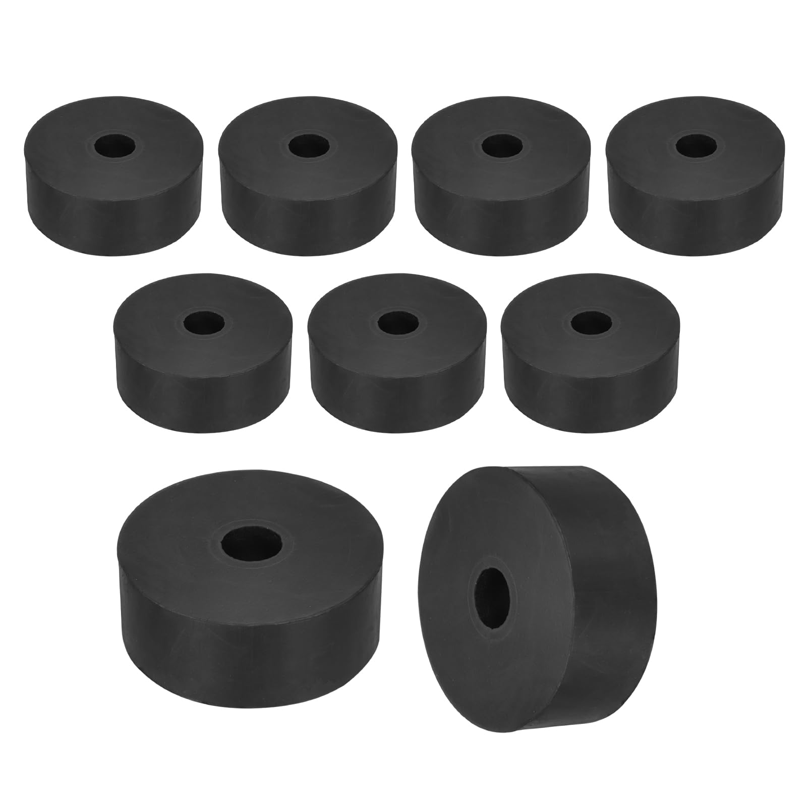 sourcing map 9Pcs Rubber Spacers, 50mm OD, 26mm ID, 10mm Thick Black Round Anti Vibration Rubber Pads Isolation Bushings Washer for Home Cars Boat(1.97" OD x 1.02" ID x 0.39" Thick)