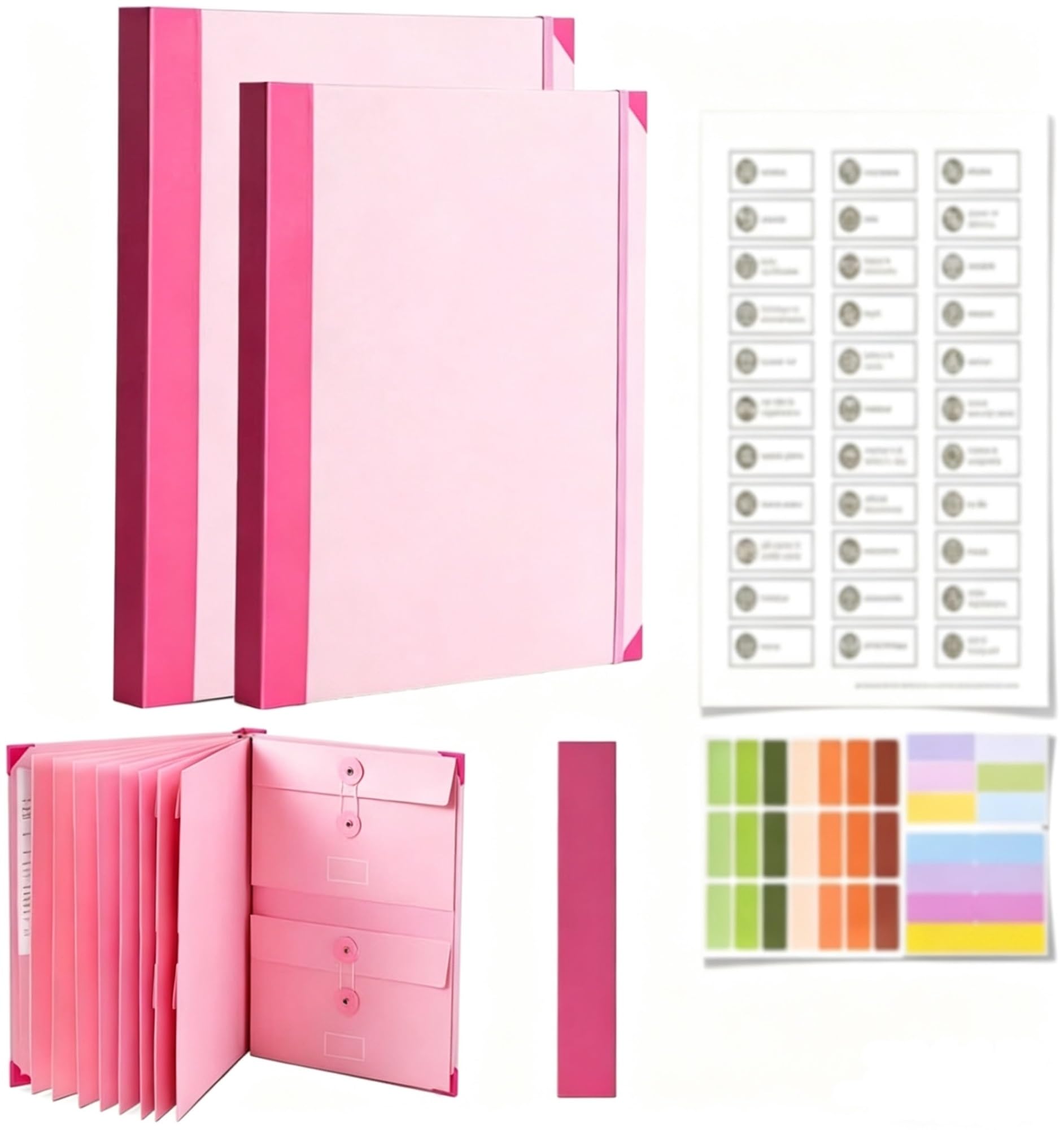 Organizator dokumentów, Folio w przypadku I Die Binder Organizator z etykietami, Karta informacji awaryjnych dla ważnych dokumentów, Przechowywanie rejestrów planowania życia(2sets Pink)